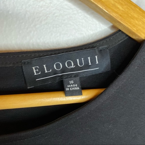 Eloquii Black Cross Cinch Front Black Short Sleeve Blouse Top - Picture 3 of 8